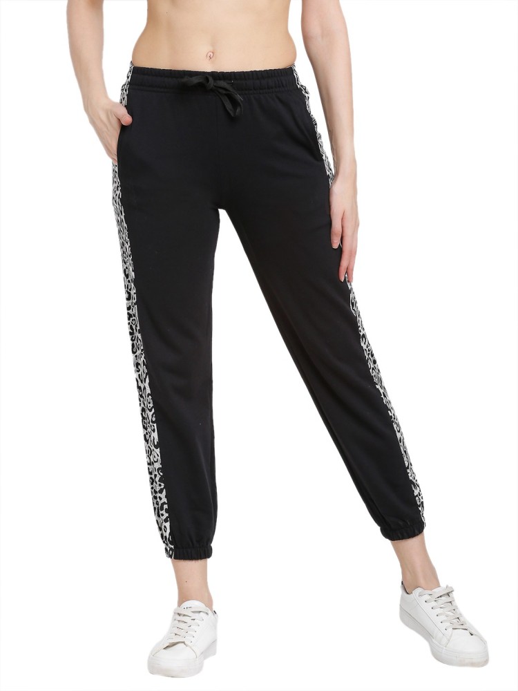 Buy Women Black Straight Fit Jogging Lower With Pockets - Global Republic