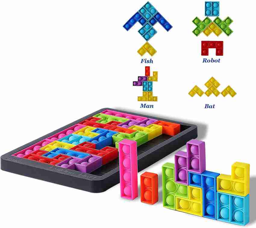 Puzzle Pop Fidget Toys, Rainbow Tetris Jigsaw Puzzle Pop Fidget Game,  Bubble Sensory Pop Push it, Stress Relief Silicone Pop Puzzle Game Board  for