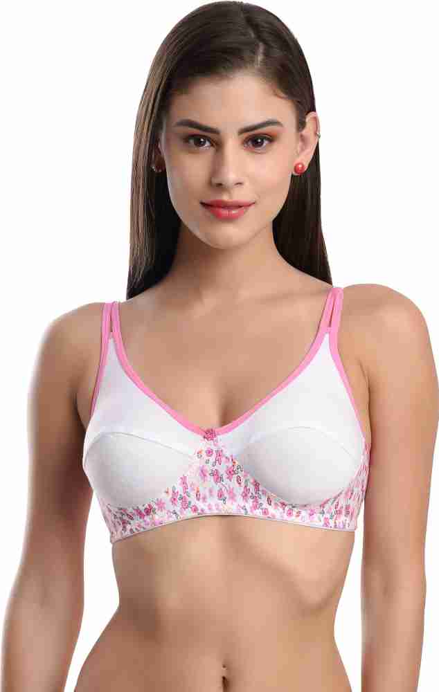 FIMS: Fashion is my Style FIMS: Fashion is my style Women's Non-Wired Bra,  Non-Padded, Full Coverage Bra, Cotton Bra, Everyday Bras, Cup-B, Pack of 2,  Pink Purple, Size-32 Women T-Shirt Non Padded