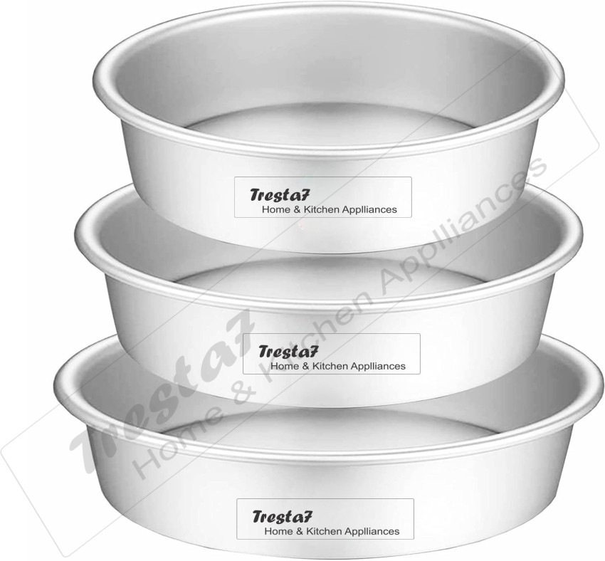 Aluminium Baking Round Cake Pan/Mould - 4, 5 & 6 Diameter x 4 Height  for Cake (Set of 3 Pieces)