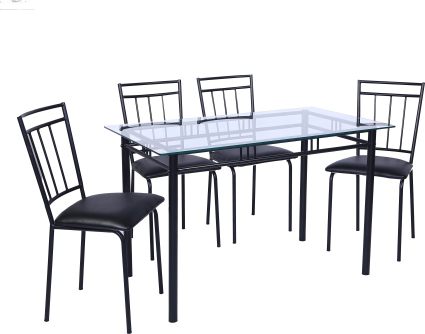 Steel dining table on sale set 4 seater