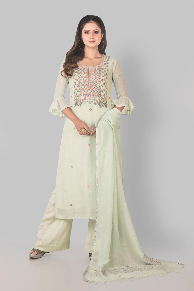 BIBA Linen Embroidered Salwar Suit Material Price in India Buy
