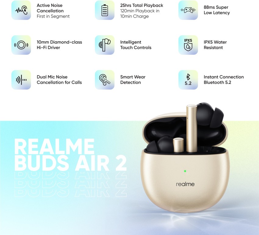 realme Buds Air 2 with Active Noise Cancellation ANC Bluetooth