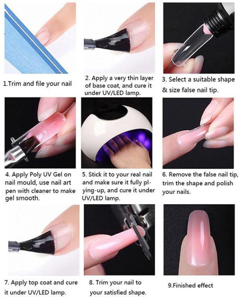 Buy Lick Artificial Reusable Press on Nails, French Nails, Nail Art Set for  Women and Girls, Acrylic Nail Extension Kit (No Glue Needed) Online at Low  Prices in India - Amazon.in