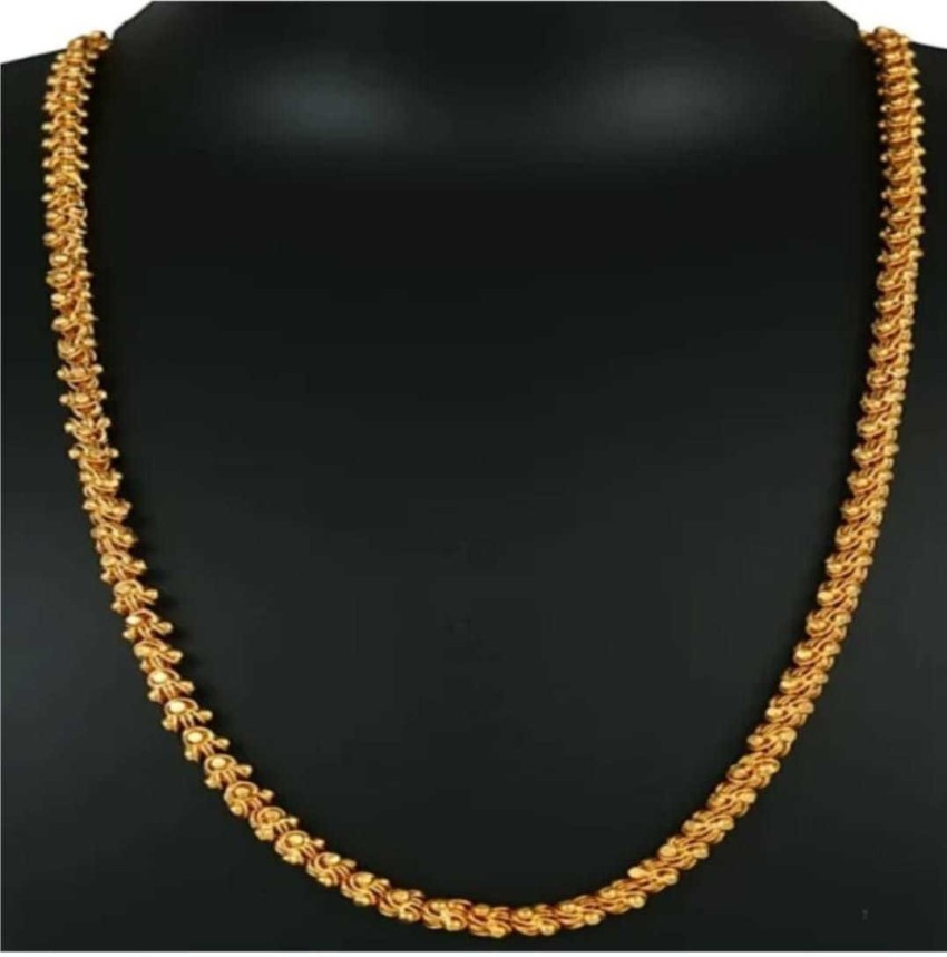 Brass Golden Rajwadi Long Chain Necklace Set