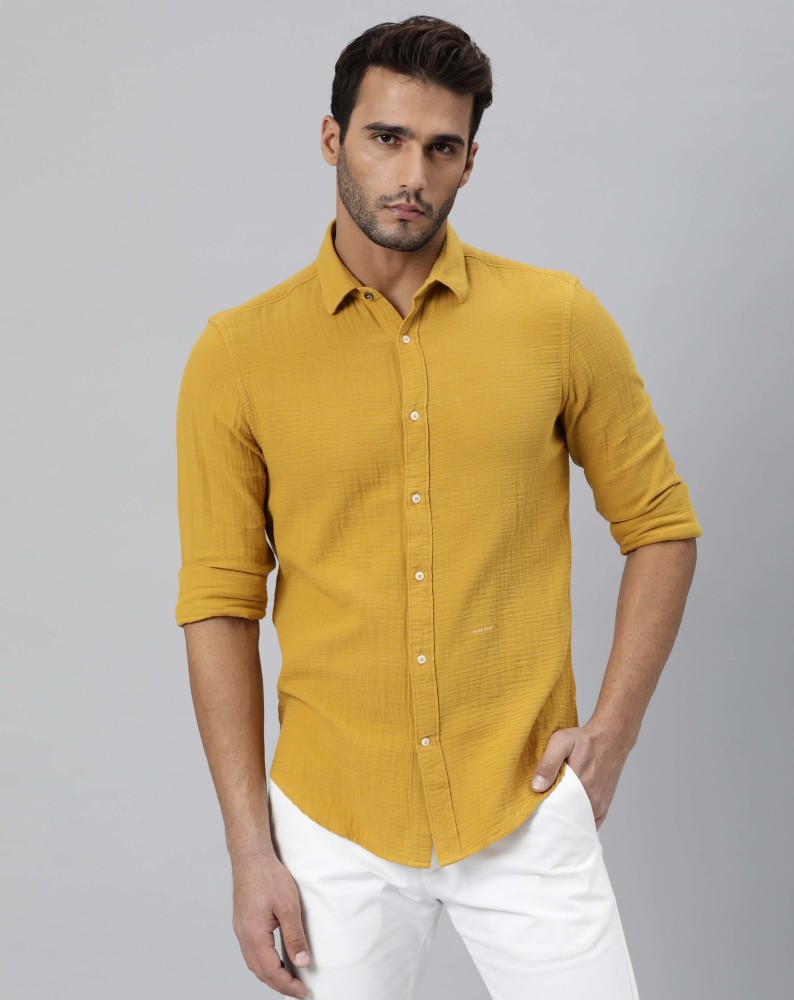 RARE RABBIT Casual Shirts : Buy RARE RABBIT Ascot Mustard Casual Shirt  Online