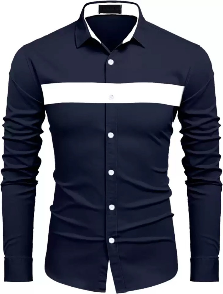 MSE Fashion Men Solid Casual White, Blue Shirt - Buy MSE Fashion Men Solid  Casual White, Blue Shirt Online at Best Prices in India