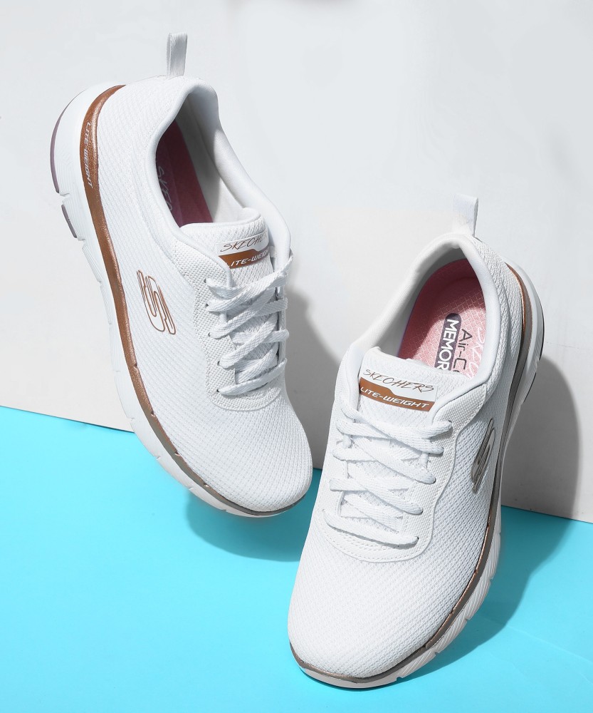 Skechers flex appeal 3.0 white best sale rose gold