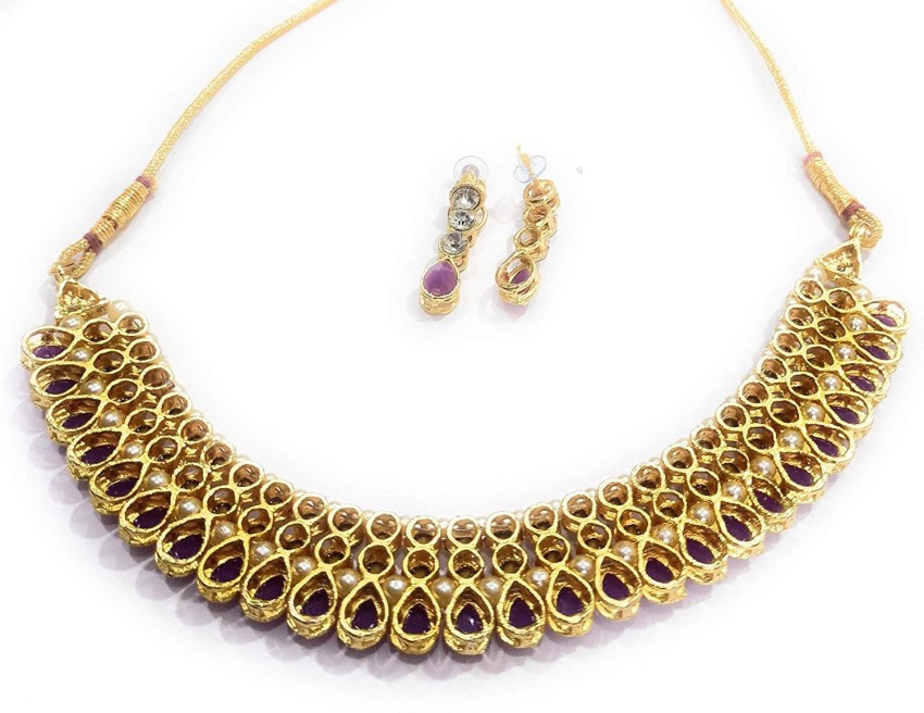 Choker Necklace Bridal Jewellery Beads Model Jhumka Earrings Online NL20768