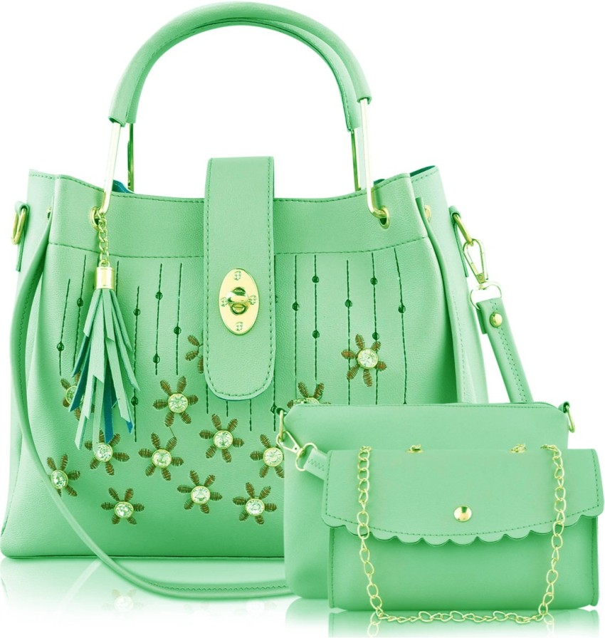 Green colour handbags new arrivals