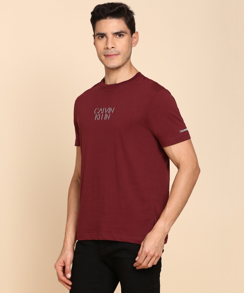 Calvin Klein Jeans Printed Men Round Neck Red T-Shirt - Buy Calvin