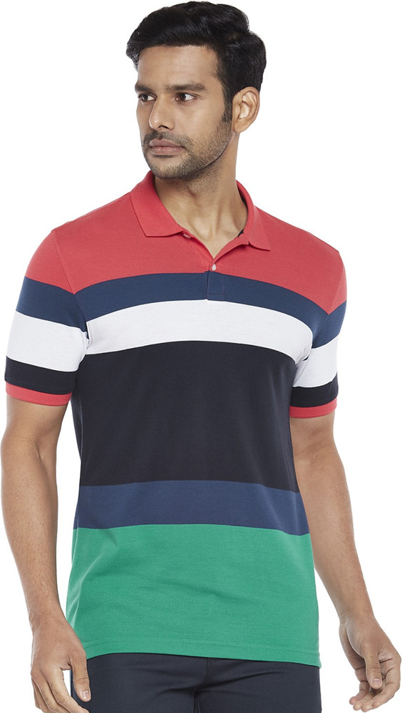 Byford by Pantaloons Striped Men Polo Neck Pink T Shirt Buy