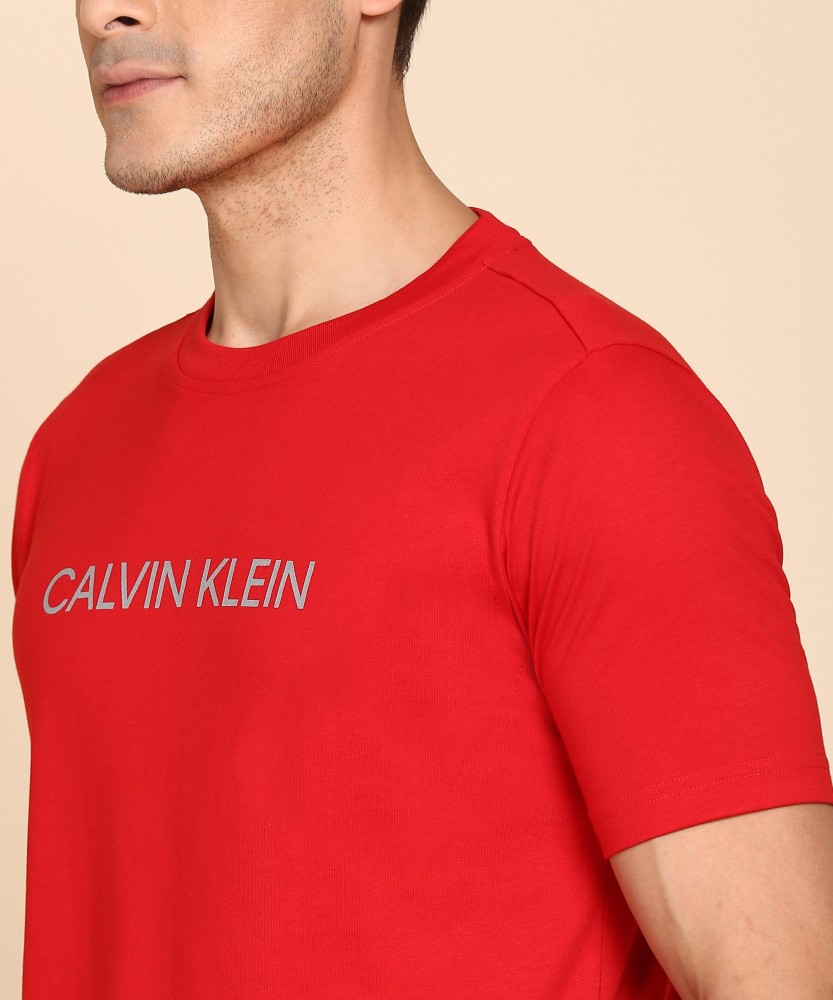 Calvin Klein Jeans Printed Men Round Neck Red T-Shirt - Buy Calvin