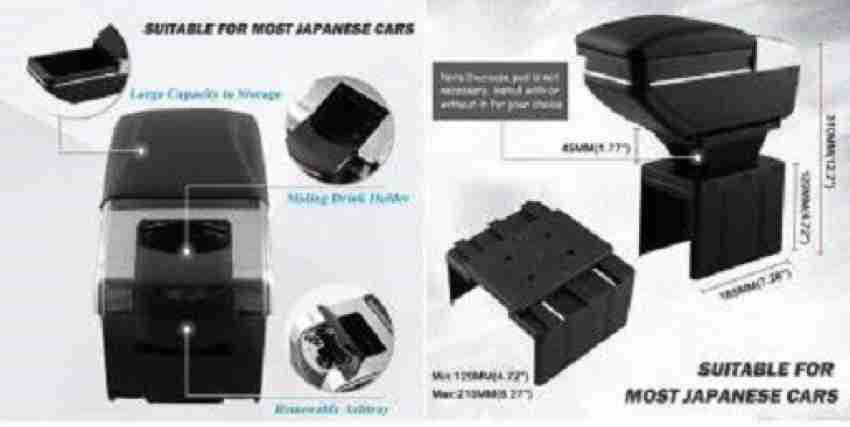 PRTEK Universal Car Armrest Console Storage Box Rotatable Black
