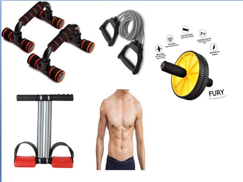 AVG Combo of tummy trimmer toning tube and abs roller resistance tube ,  Pushup ba Ab Exerciser - Buy AVG Combo of tummy trimmer toning tube and abs  roller resistance tube 