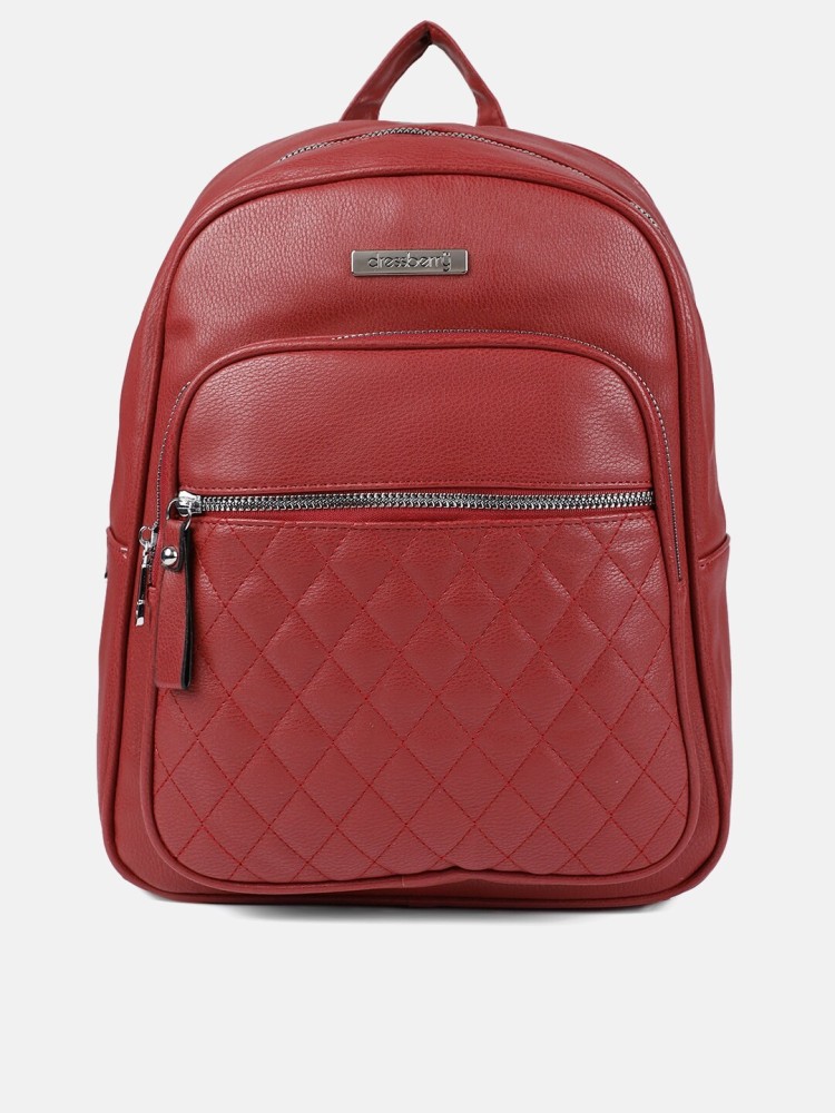 Red leather backpack online purse