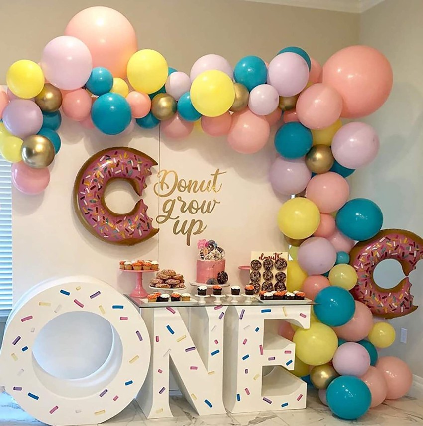 Sprinkle Donut Baby Shower Decorations for Girl - Sprinkled with Love  Backdrop, Pastel Macaroon Balloon Garland Kit with Donut Foil Balloons,  Twisting