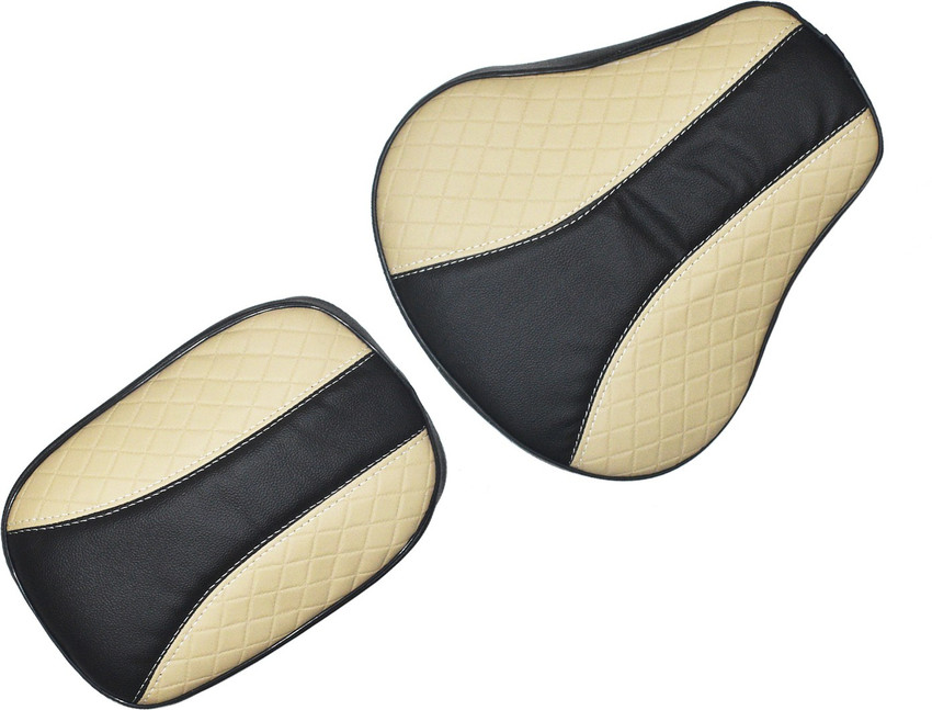 AHLMOTOR Cream White with Black Diamond Cut Design Stylish Seat