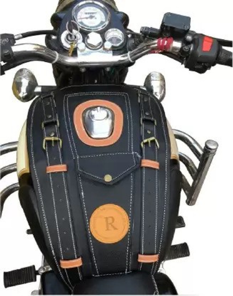 WHEETOYKART Petrol Tank Black Cover for Bullet Enfield Classic 350 500 bikes Strap Royal Enfield Classic 350 Classic 500 Bike Tank Cover 3 Strap Royal Enfield Classic Classic 350 Classic 500 Bike Tank