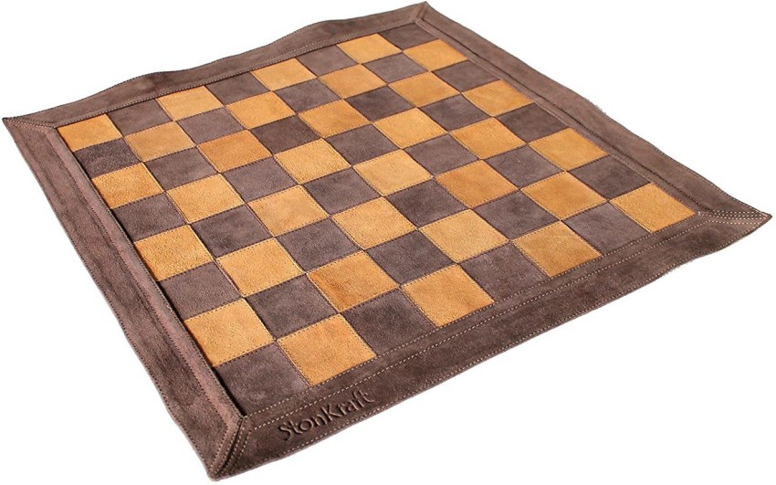 Stonkraft 19 x 19 Genuine Leather Roll-Up Tournament Chess Set - with  Wooden Chess Pieces - Dark Tan Color - StonKraft