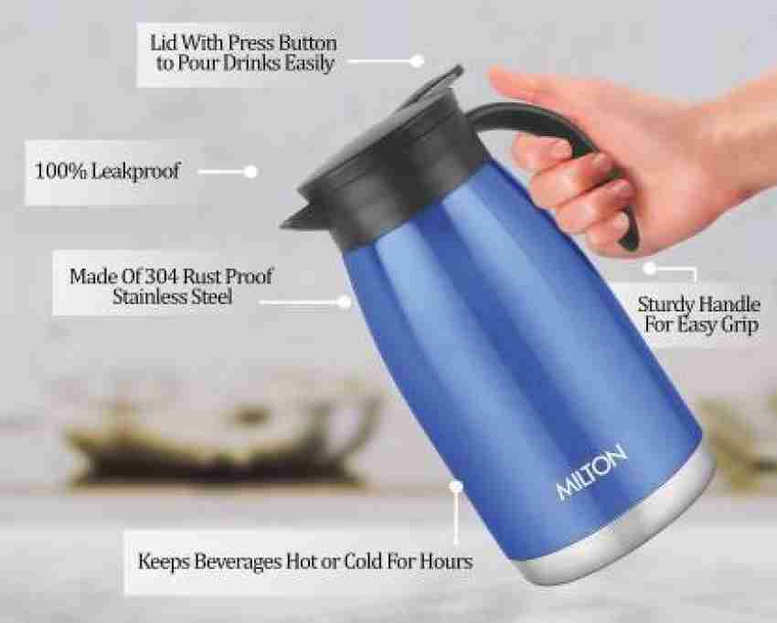 Milton Thermosteel Classic Vaccum Insulated Thermal Carafe 1000 mL | 34 oz  | Serving Tea Coffee, Press & Pour Lid, 24 Hours Hot & Cold, 304 Stainless