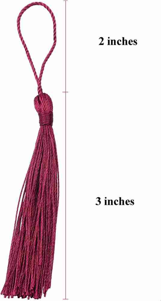 VAPKER 100 Pieces Red Tassels 13cm/5-Inch Silky Handmade Soft Tassels Floss Bookmark Tassels with 2-Inch Cord Loop for Jewelry Making, DIY Projects