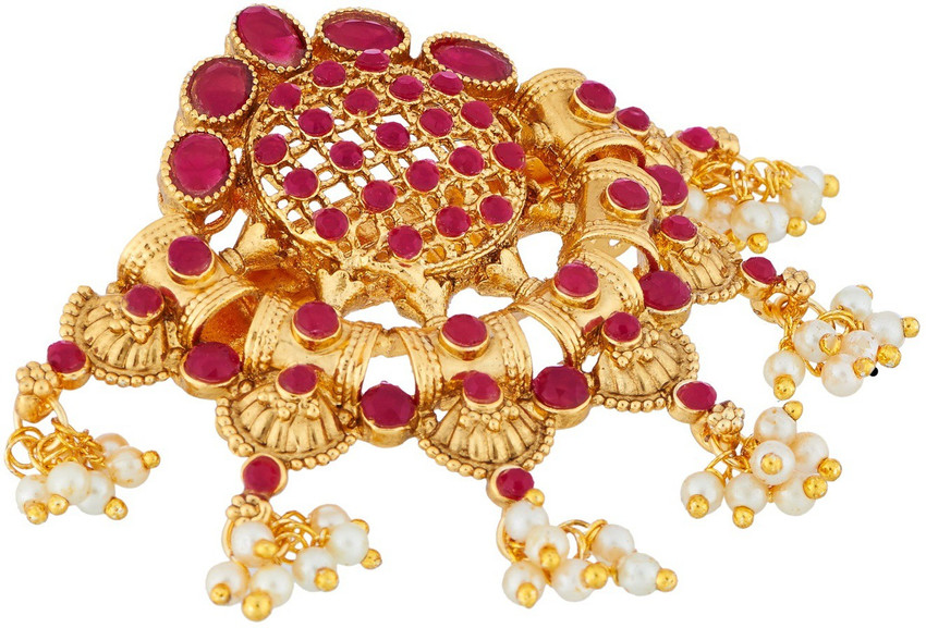 APARA Semi Bridal Traditional Gold Plated Hair Clip Buckle Pearl