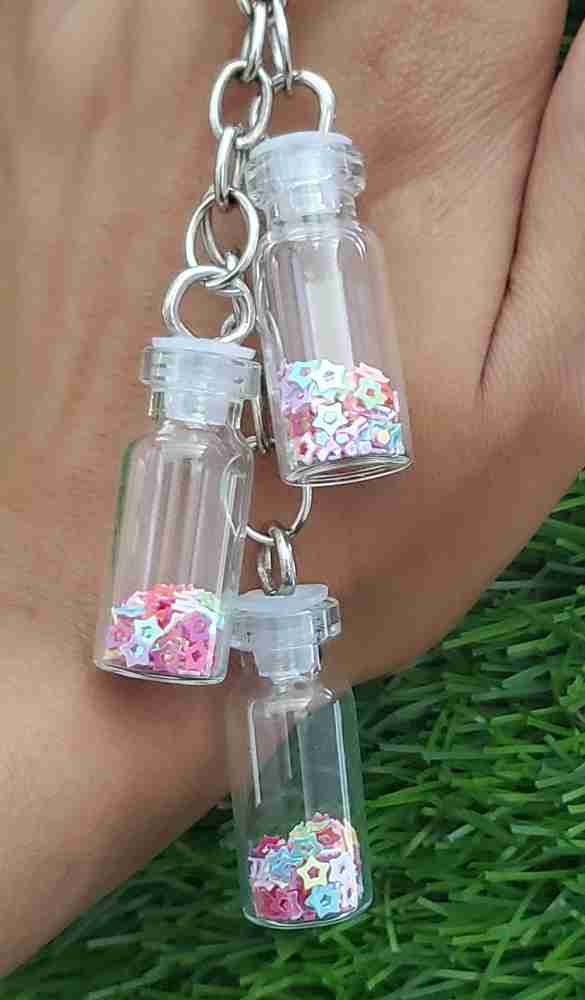 Mini glass bottle keychain sale