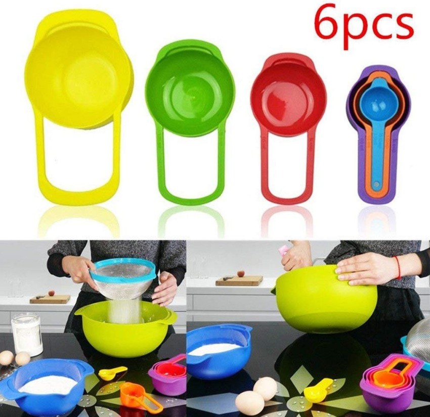 6Pcs Measuring Cups and Spoons Set for Baking Plastic Measurement Tool for