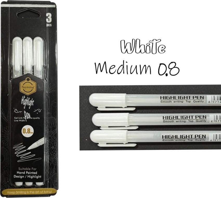 Definite Art White Highlighter Pen 0.8mm for Reflection and Highlighting  Effect (Pack of 5)