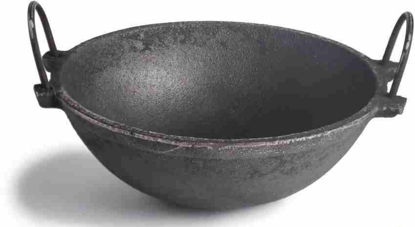 Iron Curve Deep Bottom Bombay Kadai,iron Kadai,frying Pan for Cooking,pan  Heavy Base Iron Kadhai,handmade Pan Loha,lokhandi Black, 