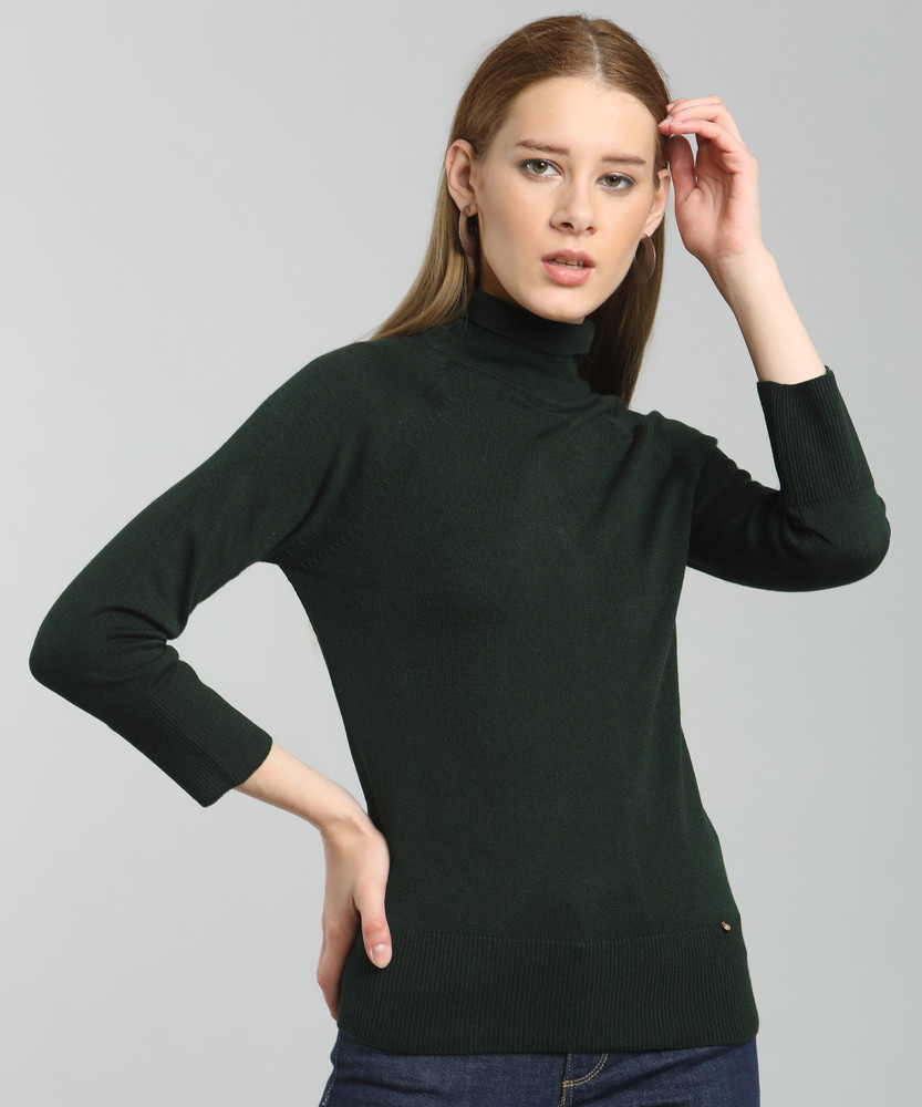 NUMERO UNO Solid Round Neck Casual Women Green Sweater Buy