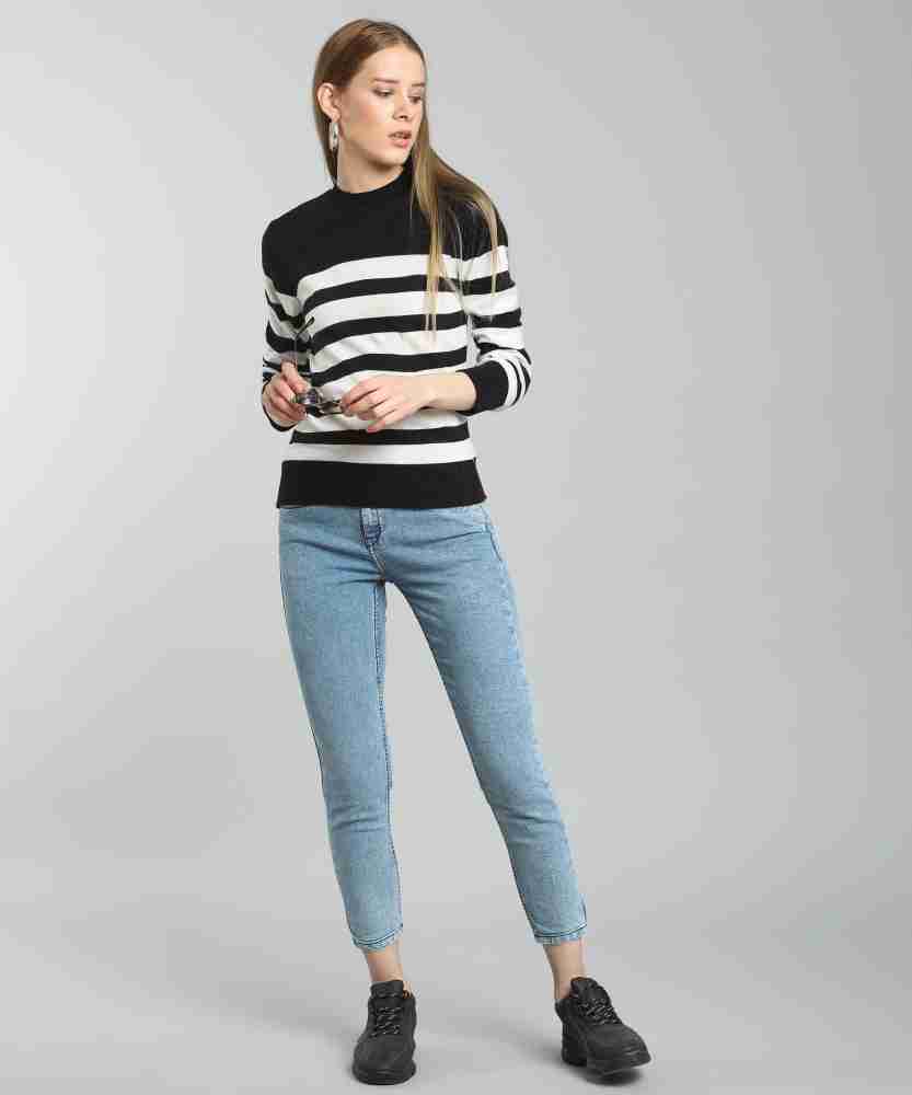 Buy Zuma Striped Sweater in White for Women Online in India on a