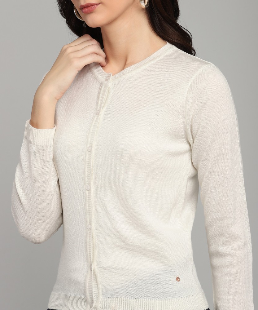 NUMERO UNO Solid Round Neck Casual Women White Sweater - Buy