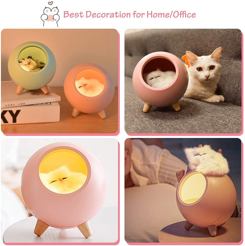Shopping Dust Cute Cat Pet House Night Lamp for Kids and Cat Lovers Cat Pet House Ambience Lamp LED Night Light Cute Little Cat Pet House Night Light USB Charging Touch Stepless