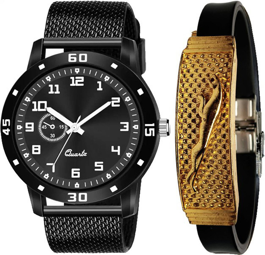 Bluemont New classy look Black fancy watch combo with stylish jaguar gold bracelet for men and boys Watch Bracelete Combo Analog Watch For Men Buy Bluemont New classy look Black
