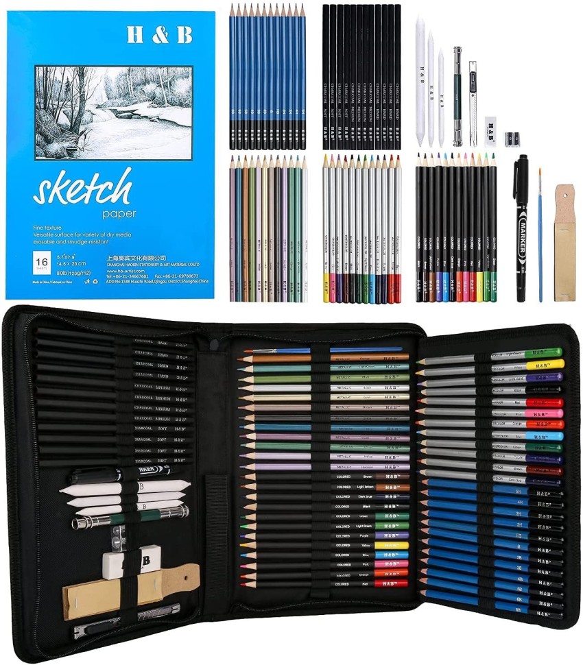 Drawing Set  Sketching and Charcoal Pencils  100 Page Drawing Pad K   Norberg and Linden