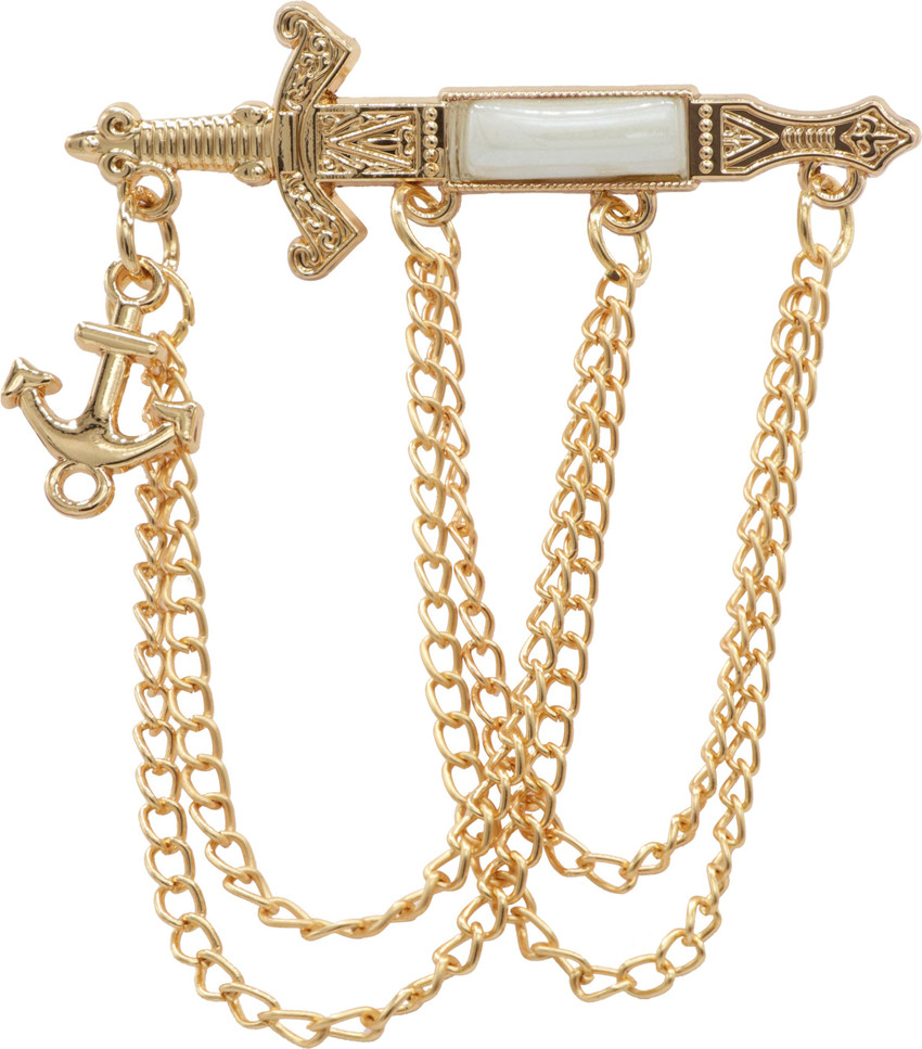 Chain brooch on coat top
