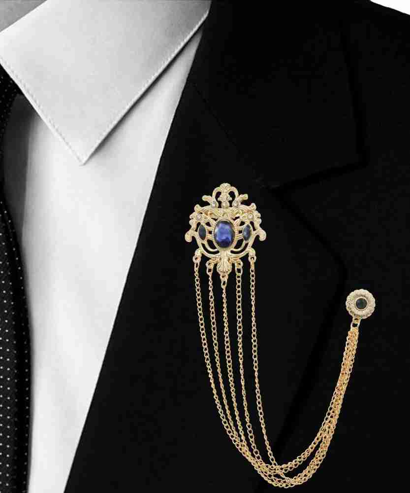 Adorn Golden Long Chain Navy Blue Rhinestone Suit Coat Brooch For Men Brooch  Price In India - Buy Adorn Golden Long Chain Navy Blue Rhinestone Suit Coat  Brooch For Men Brooch Online