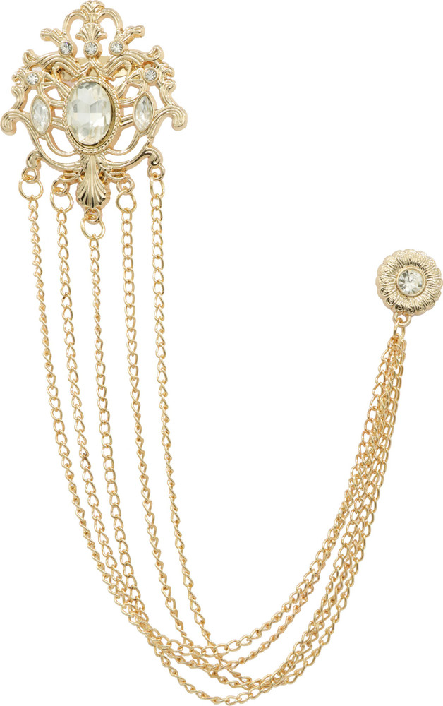 Adorn Golden Long Chain White Rhinestone Suit Coat Brooch For Men Brooch Price in India Buy Adorn Golden Long Chain White Rhinestone Suit Coat Brooch For Men Brooch online at Flipkart