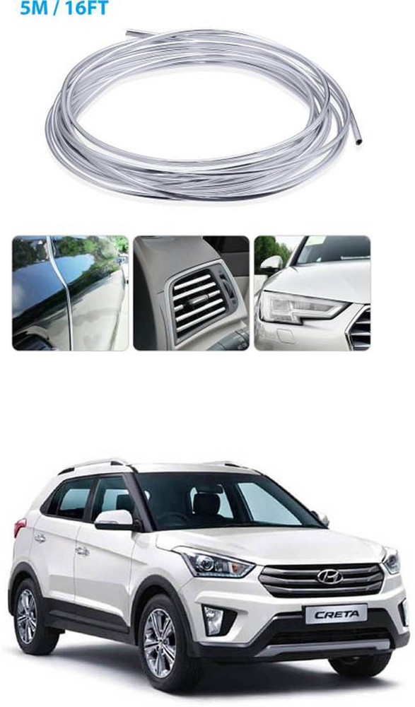 APICAL Hyundai Creta Edge Guard Protector for Door and Edges 5 Meter Colour Chrome Silver Car Beading Roll For Bumper Door Window Sill Price in India Buy APICAL Hyundai Creta Edge Guard
