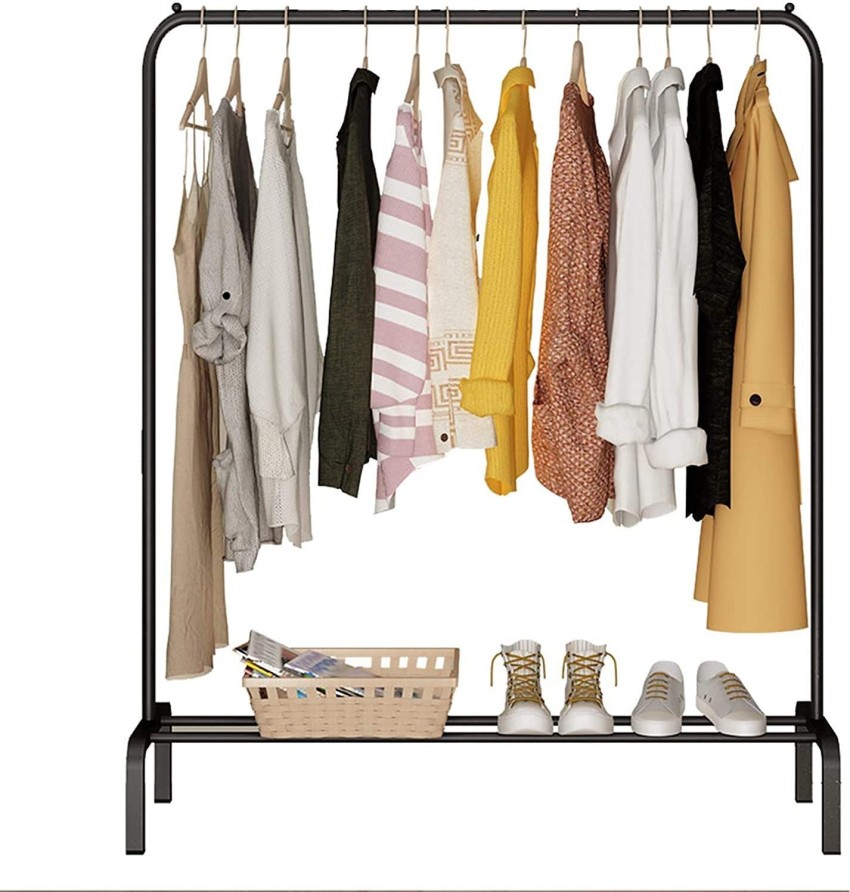 lukzer Double Garment Stand Cloth Rack Storage Organizer with Bottom Shelf ( White) Metal Coat and Umbrella Stand Price in India - Buy lukzer Double  Garment Stand Cloth Rack Storage Organizer with Bottom