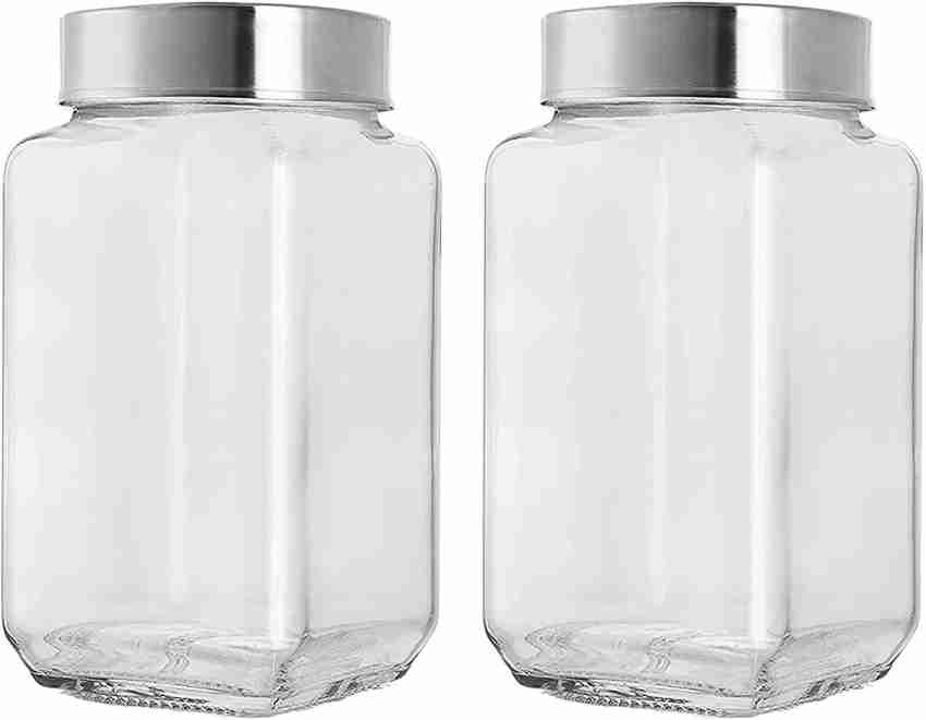 Cubikal Kitchen Container Glass Jar Set with Steel Cap Glass Grocery Pack  Of 6