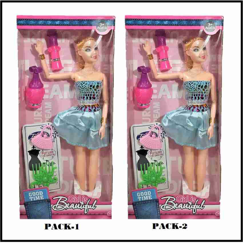 AS plastic Barbie Doll Play Set with Beautiful Dress Accessories Set of 2 pcs Barbie Doll Play Set with Beautiful Dress Accessories Set of 2 pcs