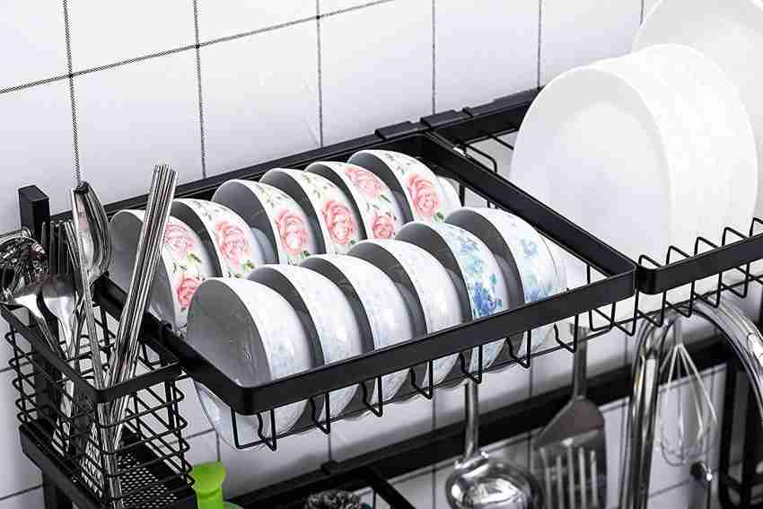 Premium Two Layer Dish Rack Plastic Dish Storage Rack Dish Storage Holder  Dish Draining Rack Dish