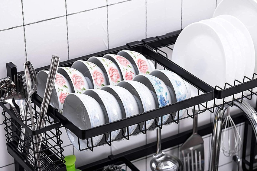 HUEX Dish Drainer Kitchen Rack Steel Kitchen Over Sink Dish Drying Utensil  Rack for Kitchen Organiser Bartan Stand Price in India - Buy HUEX Dish  Drainer Kitchen Rack Steel Kitchen Over Sink