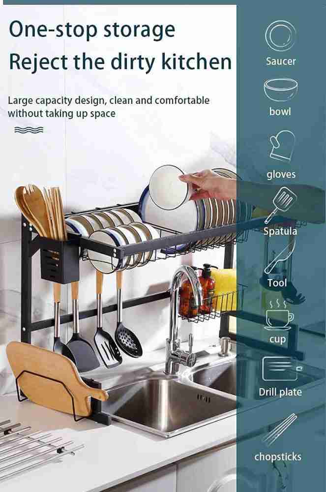 HUEX Dish Drainer Kitchen Rack Steel Kitchen Over Sink Dish Drying Utensil  Rack for Kitchen Organiser Bartan Stand Price in India - Buy HUEX Dish  Drainer Kitchen Rack Steel Kitchen Over Sink