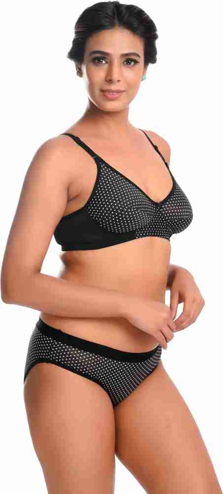 Uniqlive Women Bra Panty Set  Polka Dot Printed Lingerie Set For