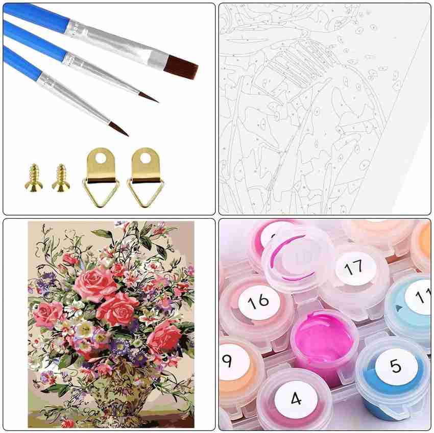 SHAFIRE DIY Oil Painting by Numbers Kits,Adult Paint by Number Kits, DIY Oil  Painting Kit, On Canvas Art Craft with Brushes and Pigment(Roses bloom) Oil  20 inch x 16 inch Painting Price