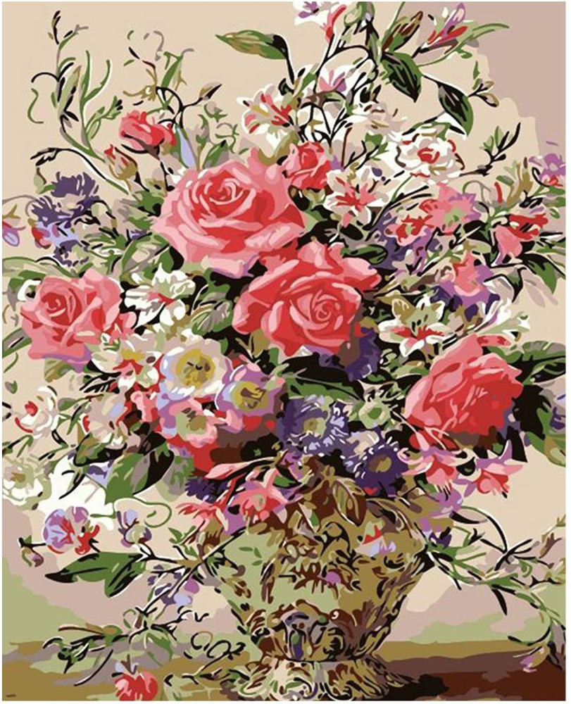 SHAFIRE DIY Oil Painting by Numbers Kits,Adult Paint by Number Kits, DIY  Oil Painting Kit, On Canvas Art Craft with Brushes and Pigment(Roses bloom)  Oil 20 inch x 16 inch Painting Price